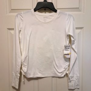 Zella Girl Long Sleeve Ivory T-Shirt with cute side ties
